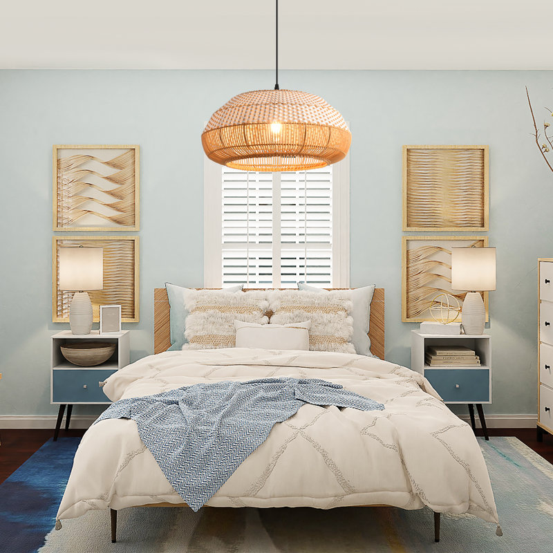 Luminaire suspendu en rotin 19 po Boho
