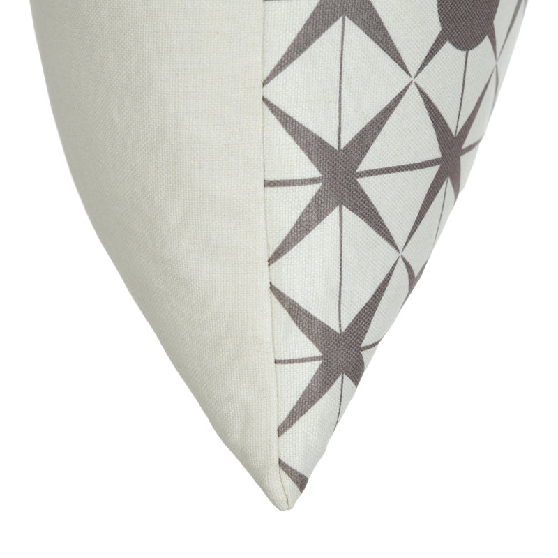 Geometric Gray and White Linen Square Cushion