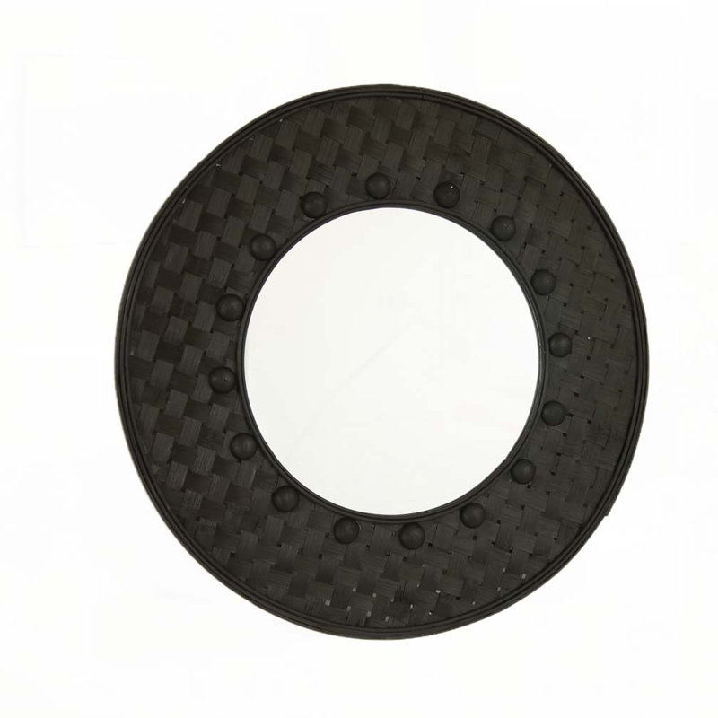 Miroir rond en bambou tissé à la main