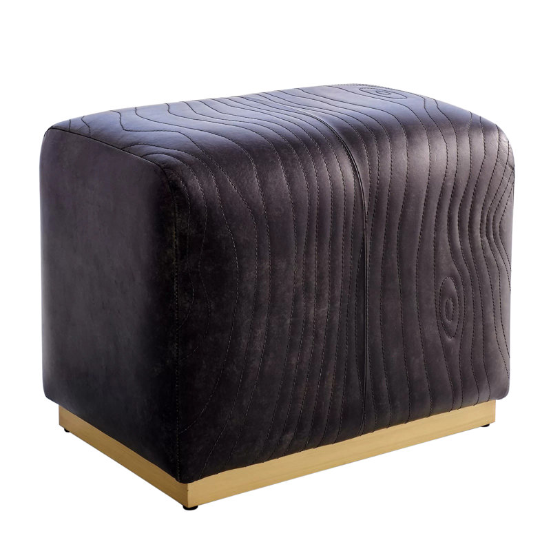 Forest Ottoman-Charcoal Leather