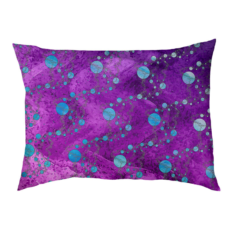 Coussin d'extérieur pour chien Byrge Planets Stars, Très grand (l 52 po x P 42 po x H 17 po), Bleu / rose / violet