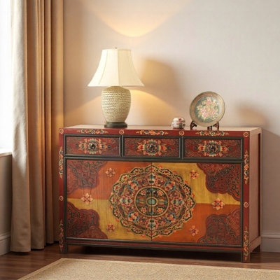 Armoire console de style rétro peinte à la main