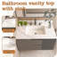Comptoir de meuble-lavabo en marbre de 37 po, comptoir blanc avec 3 trous de robinet pré-percés, comptoir de salle de bain avec lavabo central rectangulaire encastré et dosseret de 4 po de hauteur, Bianco Carrara Venato