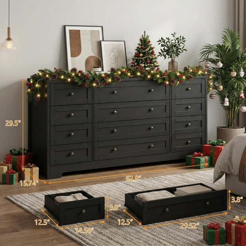 159.8cm W 12 - Drawer Chest of Drawers