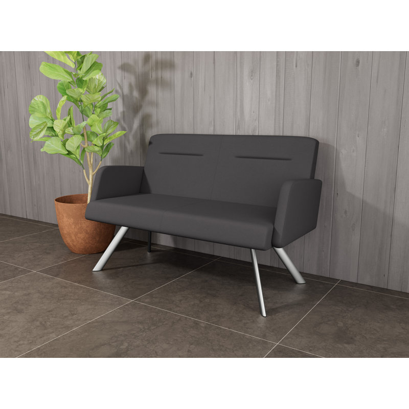 Causeuse Willow, Argent argent, Noir Visite Libre - tissu uni