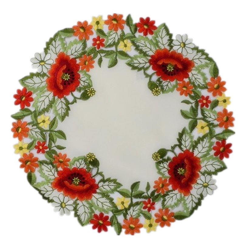 Delorme Floral Round Doily, 12" W x 12" L