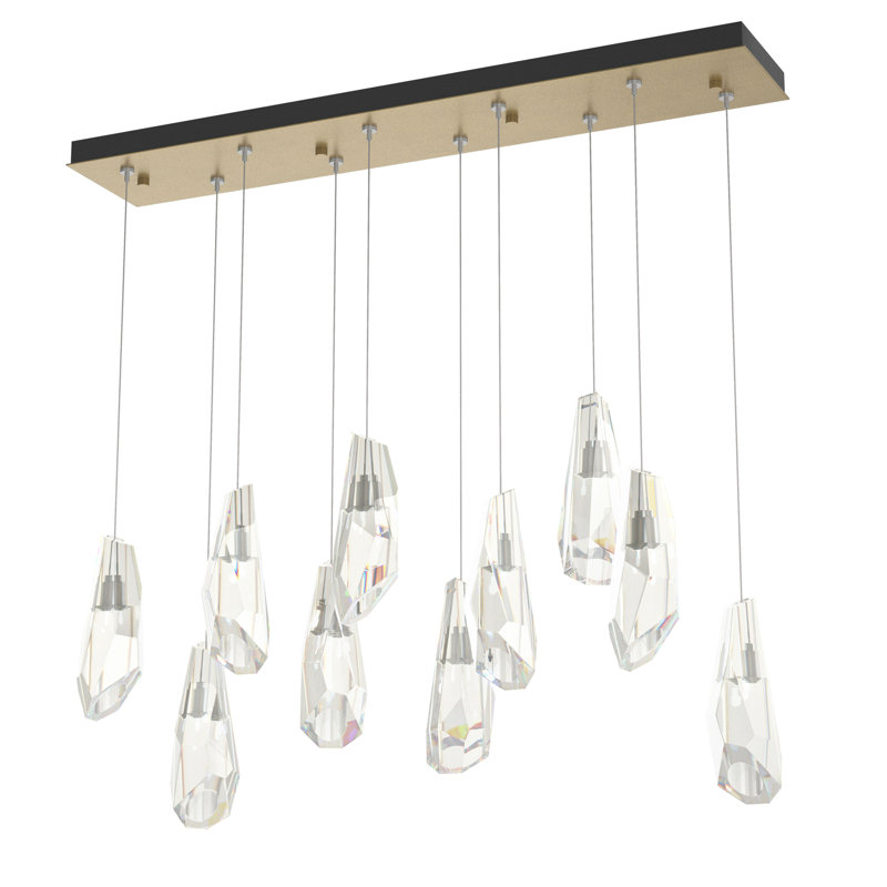 Luma 10 - Light Crystal Pendant, Soft Gold, 130" H