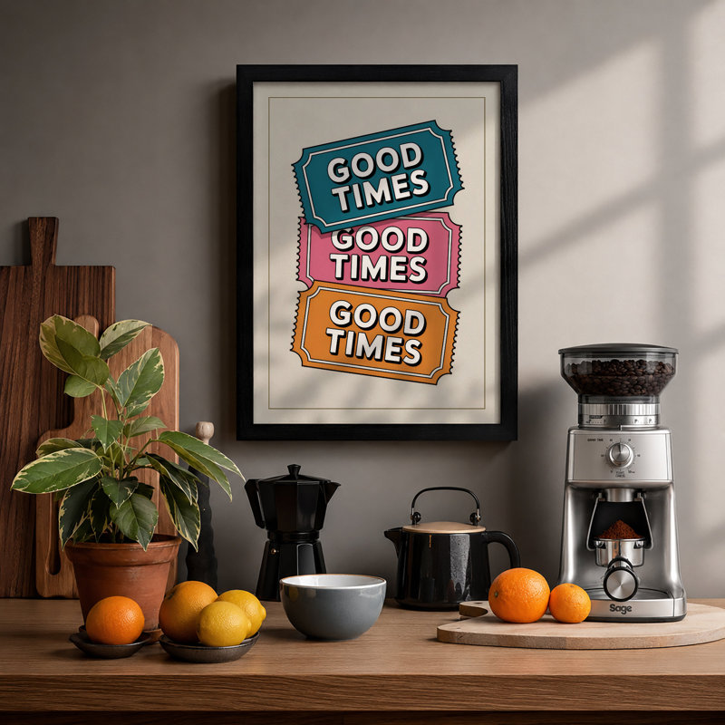 Good Times Tickets Retro - Framed Print, A1 - 84.1 x 59.4 cm, Black