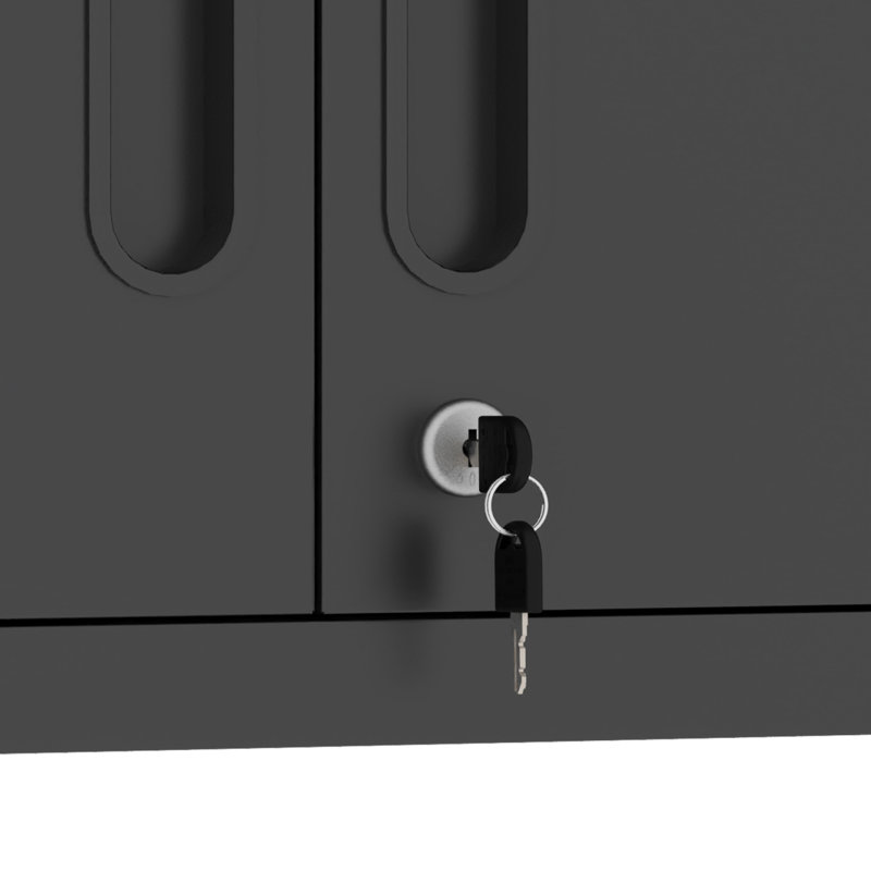 Armoire de rangement murale en métal avec 2 portes verrouillables, 1 tablette réglable et 1 tiroir ouvert pour le garage, le bureau, l'assemblage est requis