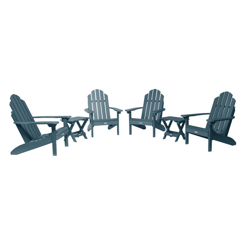Anette Outdoor Adirondack Chair With Table, Nantucket Blue