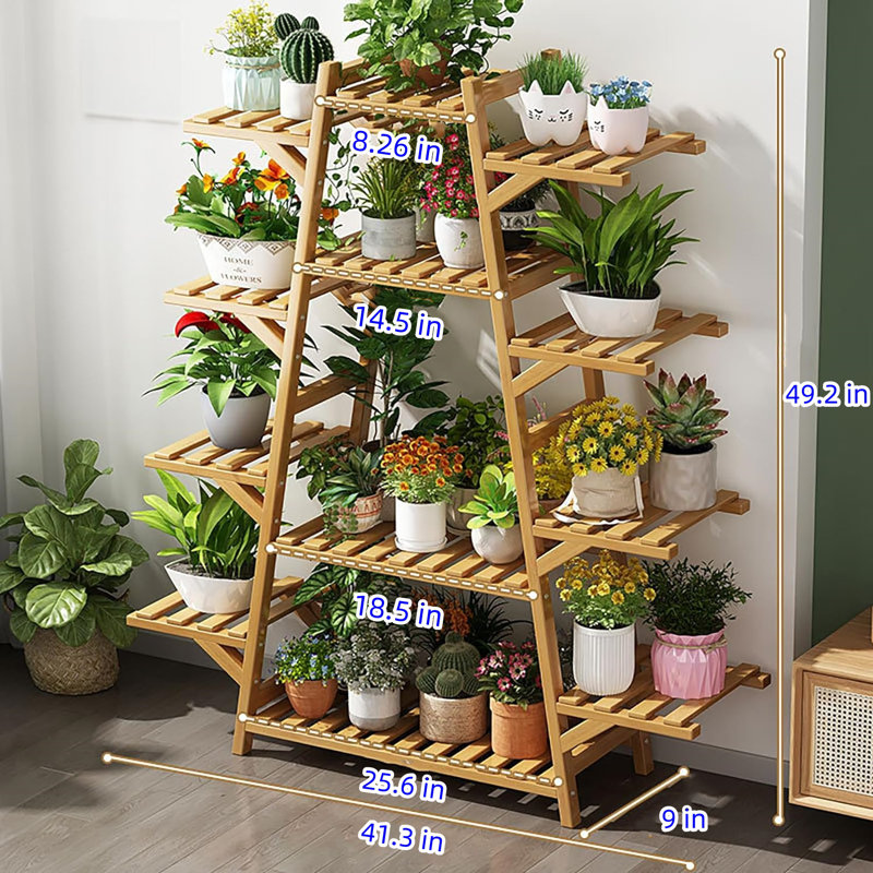 Support pour plante en bambou 12 niveaux, Vert