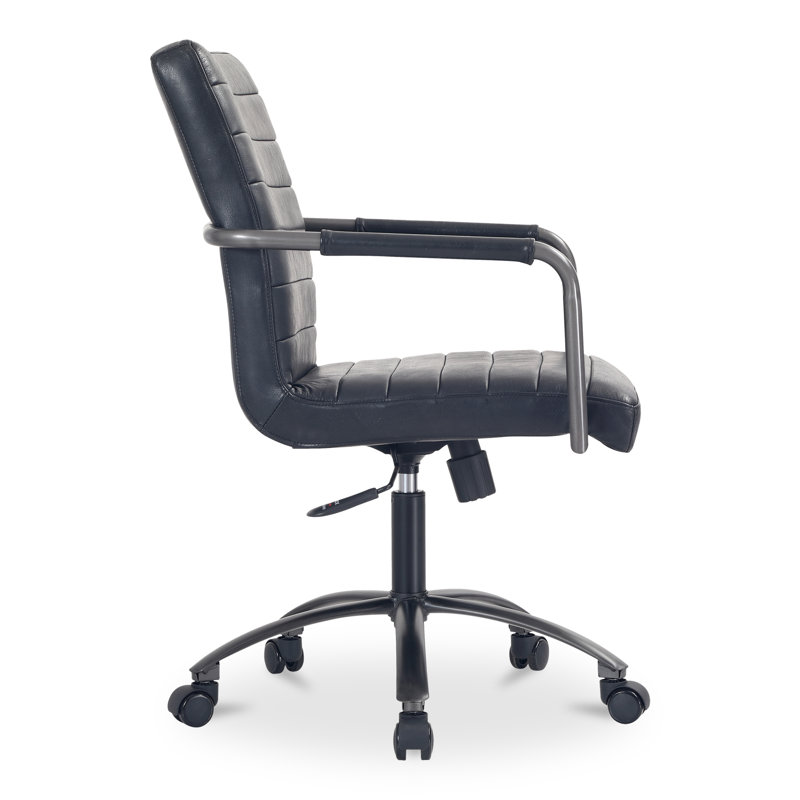 Roy Leather Swivel Office Chair, Dark Blue