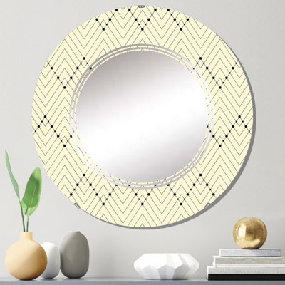Beige Triangluar Rhythm - Miroir mural à motif rond