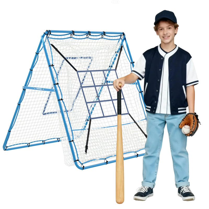 Filet de rebond de baseball et de Softball 5 x 4 pi - Entraîneur de lancer réglable à 9 zones pour frapper, lancer et lancer - Filet de rebond multi-sports durable pour la cour arrière - Filet d'entraînement au lancer