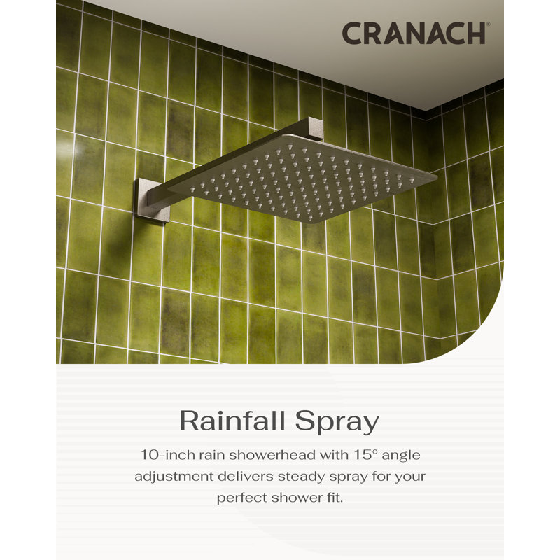 Crozet Pressure Balance Shower System with 10-Inch Rain Shower Head and 3-Spray Hand Shower (Valve Included), Brushed Nickel