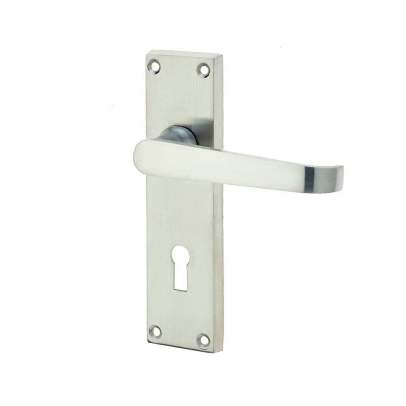Victorian Straight  Door Handle, Satin Chrome