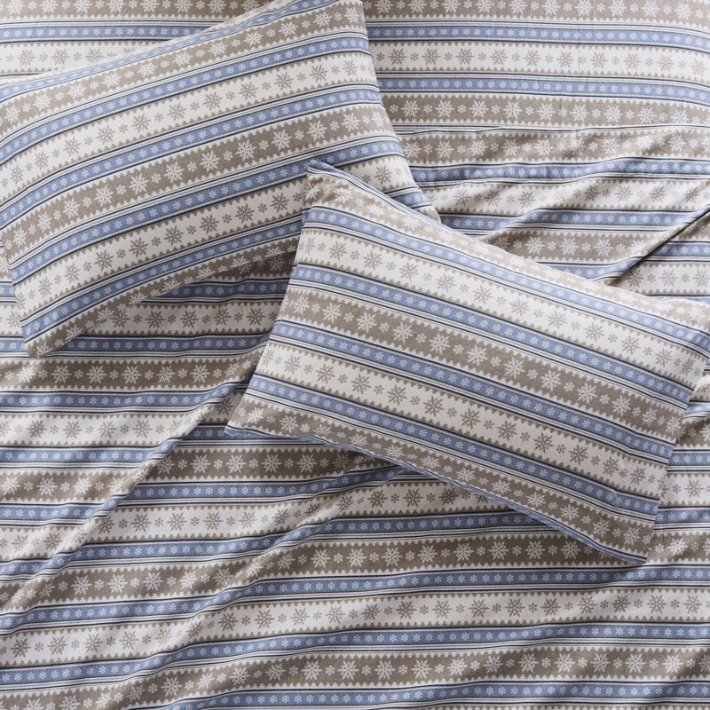 Ensemble de 3 draps en flanelle de coton 100% avec flocon de neige bleu, simple / double pour matelas de 12 po, entièrement élastiqué, flanelle de flocon de neige lavable à la machine, sensation de velours doux,