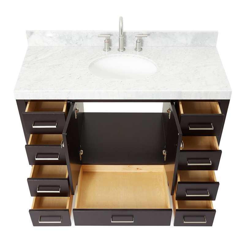Meuble-lavabo simple 48 po Cambridge, Espresso, Nickel brossé
