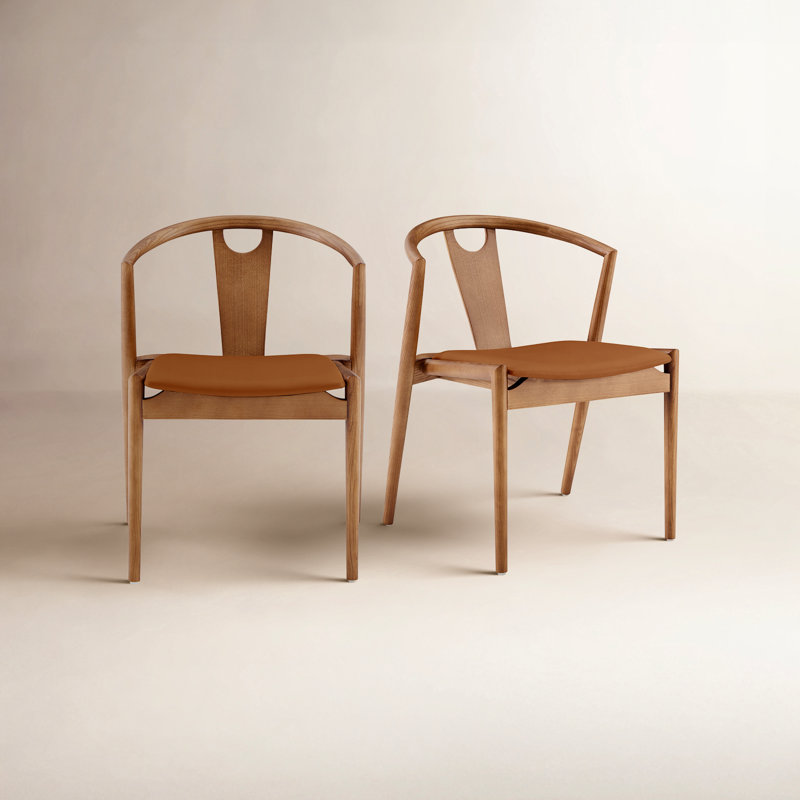Chaise en cuir Ambra, Similicuir brun foncé / structure en noyer, 2
