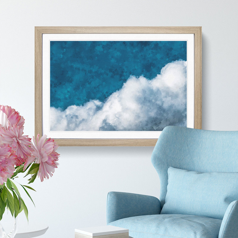 Crisp Clouds - Picture Frame Painting Print, Oak Framed, 33cm H x 45cm W x 2cm D
