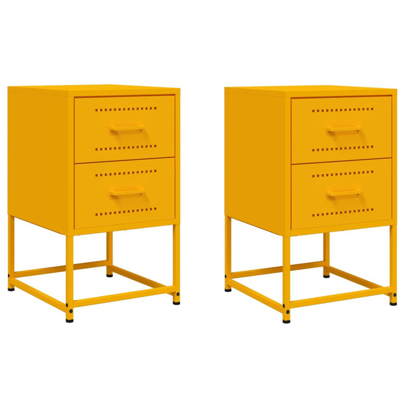 Bedside Cabinet 36x39x60.5 cm Steel, 2, Yellow