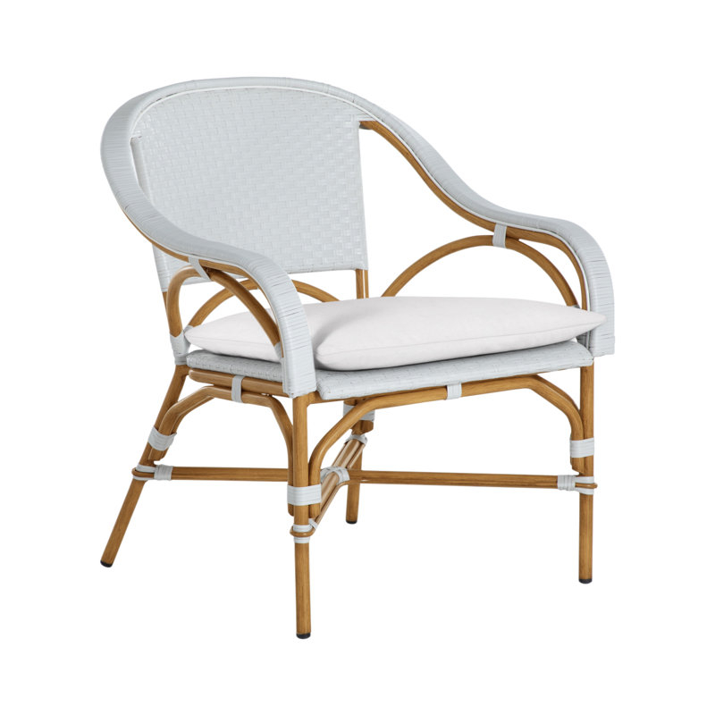 Savoy Patio Chair with Cushions, No Welt, Rollo Chambray, Chalk/White/Navy