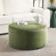 Velours olive rond - 16,04 pouces de hauteur, 30,76 de largeur, à utiliser comme repose-pieds ou table d'appoint, luxe et confort élevé, large et fonctionnel