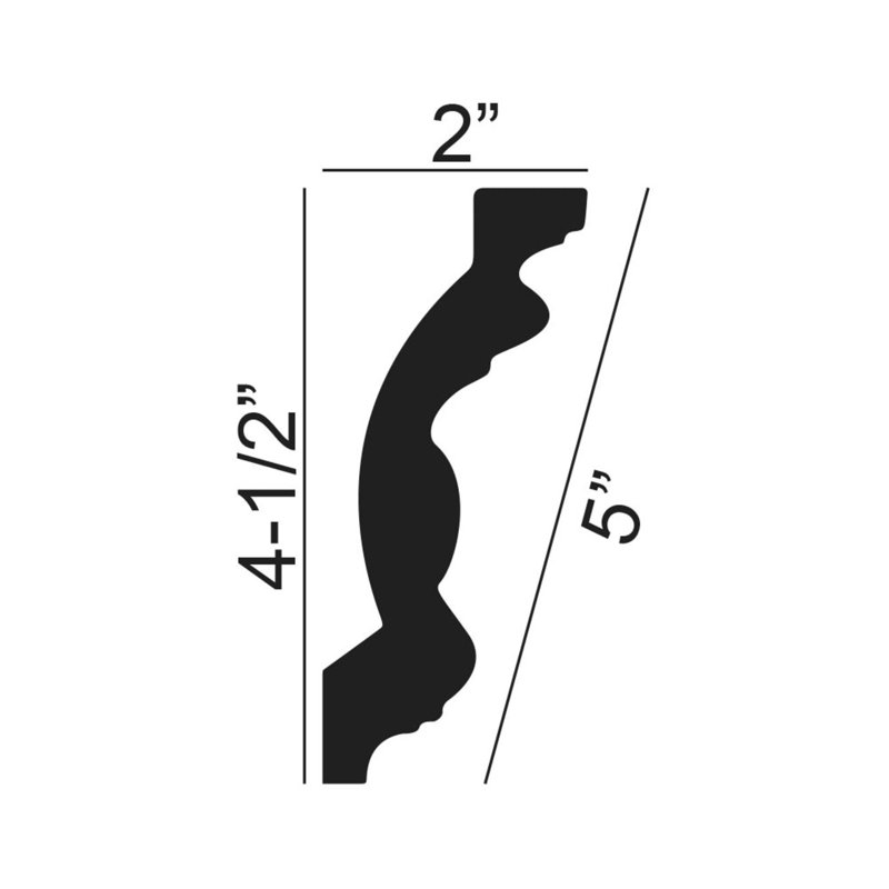 Moulure couronnée en polyuréthane à motif floral 4-1 / 2 po x 2 po x 6 po