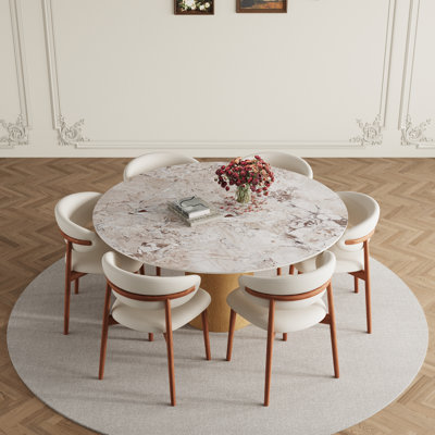 Table de salle à manger moderne en pierre frittée moderne avec chaises de cuisine en cuir PU pour 2/4/6