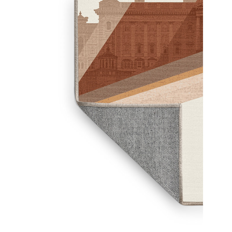 Machine Washable Parez Buckingham Palace London Modern Rug in Beige – Beige Binding, 7x10
