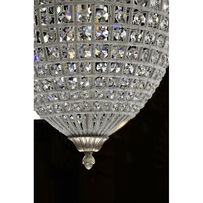 Silver Crystal 27" Tiered Chandelier Pendant Light