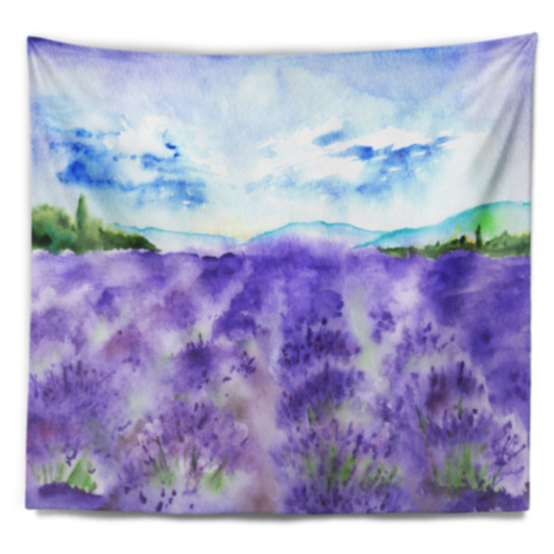 Tapisserie en polyester à champs lavande avec accessoires suspendus inclus, H 68 po x l 80 po
