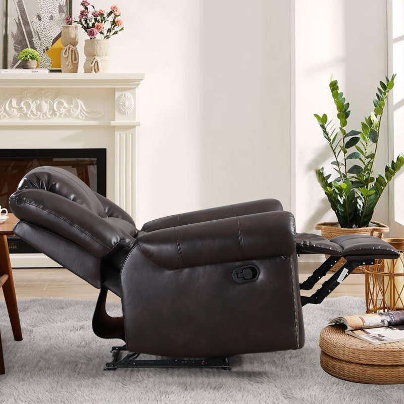 40.9" Wide Classic Super Soft And Oversize Manual Recliner With Nailhead Trim (Set Of 2), Espresso Brown