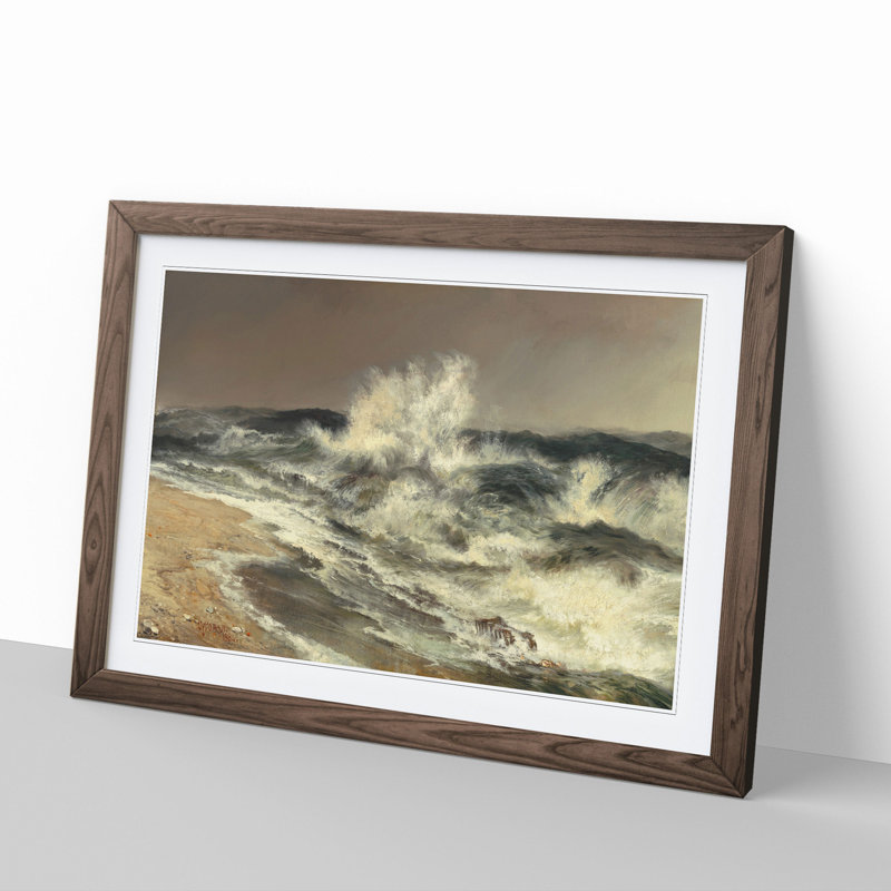 The Much Resounding Sea by Thomas Moran - Picture Frame Painting, 27cm H x 36cm W x 2cm D, Walnut Framed