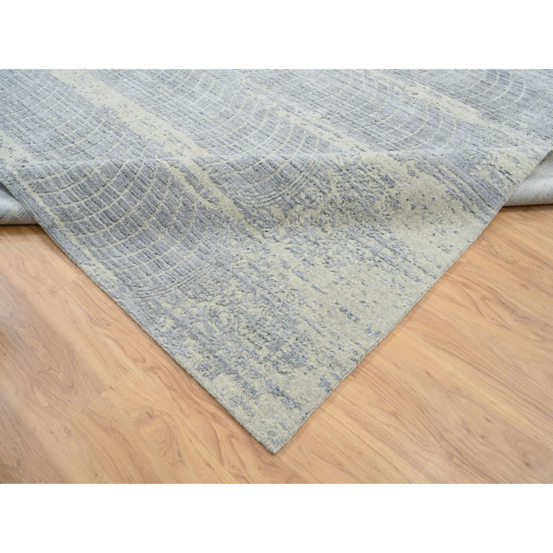 Kobylak One-of-a-Kind Rectangle 12'0" X 15'2" New Age Area Rug in Grey