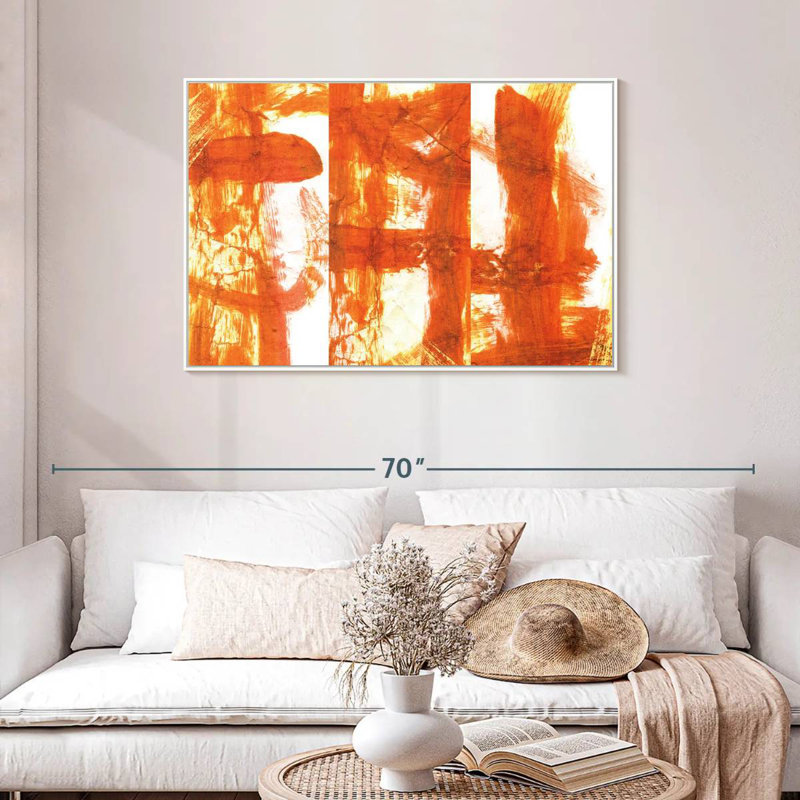 Orange noisette, Cadre flottant blanc, 43 po x 29 po