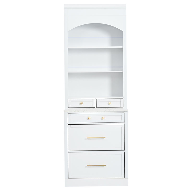 Grande huche de cuisine autoportante avec 5 tiroirs de rangement et tablette réglable, Blanc