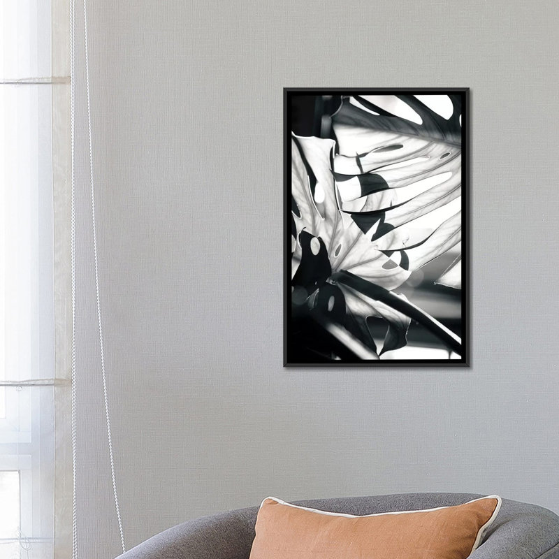 « mono leaves », impression sur toile, H 12 po x l 8 po x P 0,75 po, Toile tendue, Pas de tapis