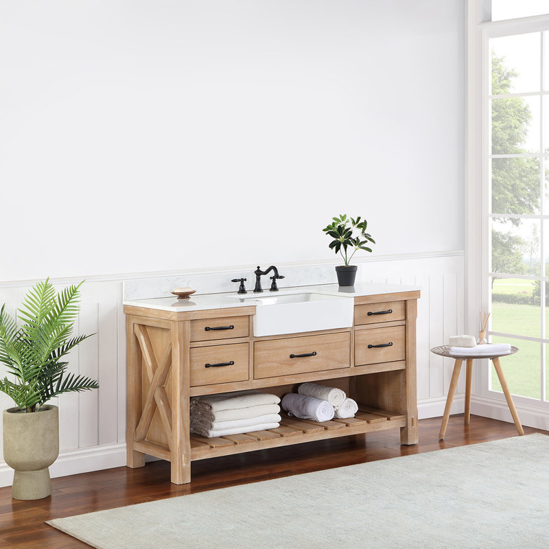 Ensemble de meuble-lavabo simple 60 po Villareal, Pin délavé