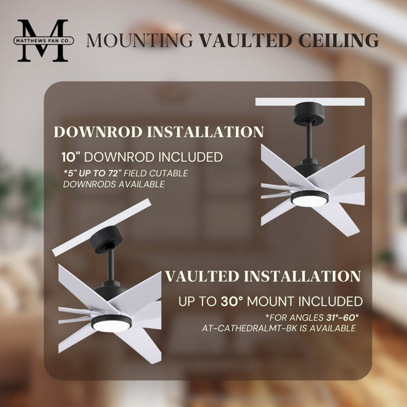 Ariella - Eight Blade Ceiling Fan - Integrated LED - Matte Black Finish - Matte White Blades, Matte Black, Matte White