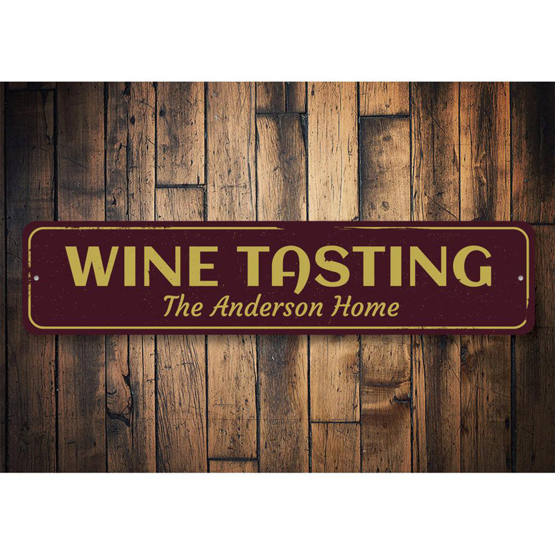 Enseigne de dégustation de vin en aluminium, H 6 po x l 24 po x P 0,06 po