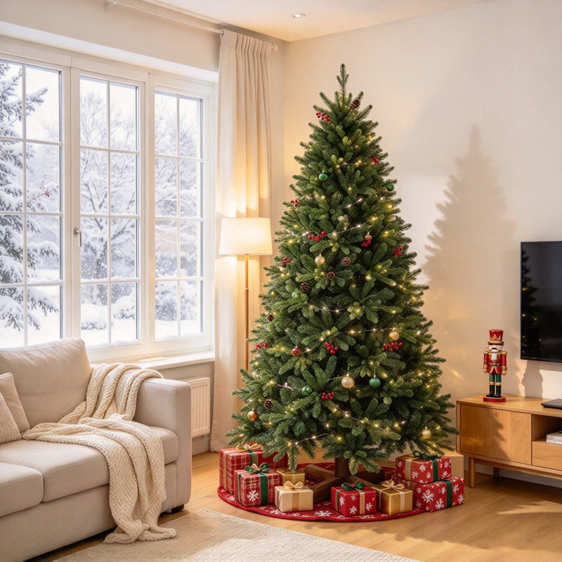 Artificial Christmas Tree, Hinged Xmas Tree with 2419 PE & PVC Branch Tips, 6ft, Green