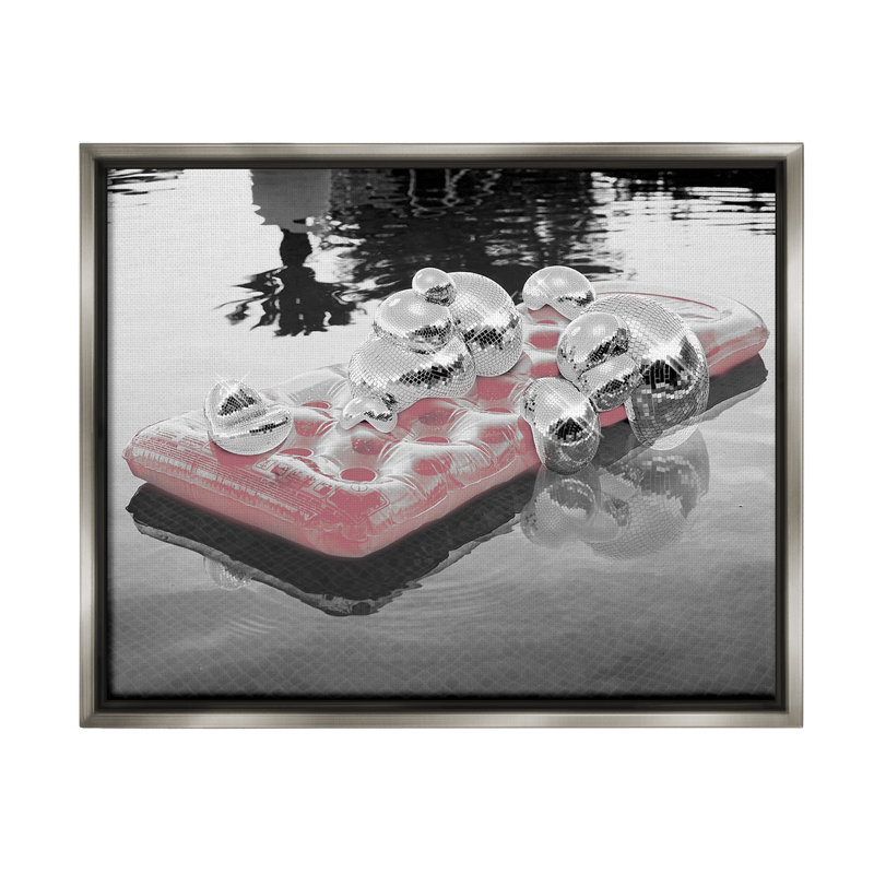 «Disco Balls Pool Float Floater Frame» par Ziwei Li sur, H 17 po x l 21 po, Cadre flottant gris lustré