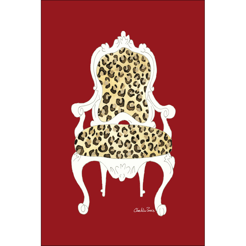 Leopard Chair On Red by Chariklia Zarris - Wrapped Canvas Print, 91cm H x 61cm W