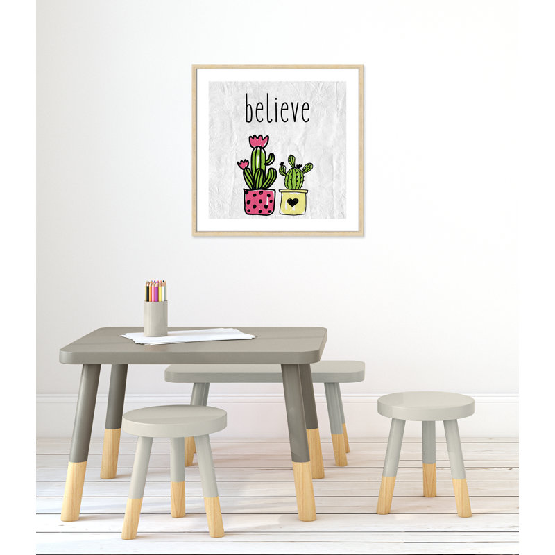Cactus B, art encadré, 26.5" H x 26.5" W x 1.18" D, Cadre boîte beige