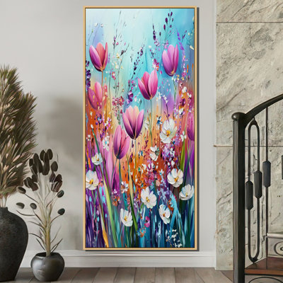 Fantaisie lavande et champ de tulipes VI - art mural encadré tulipes