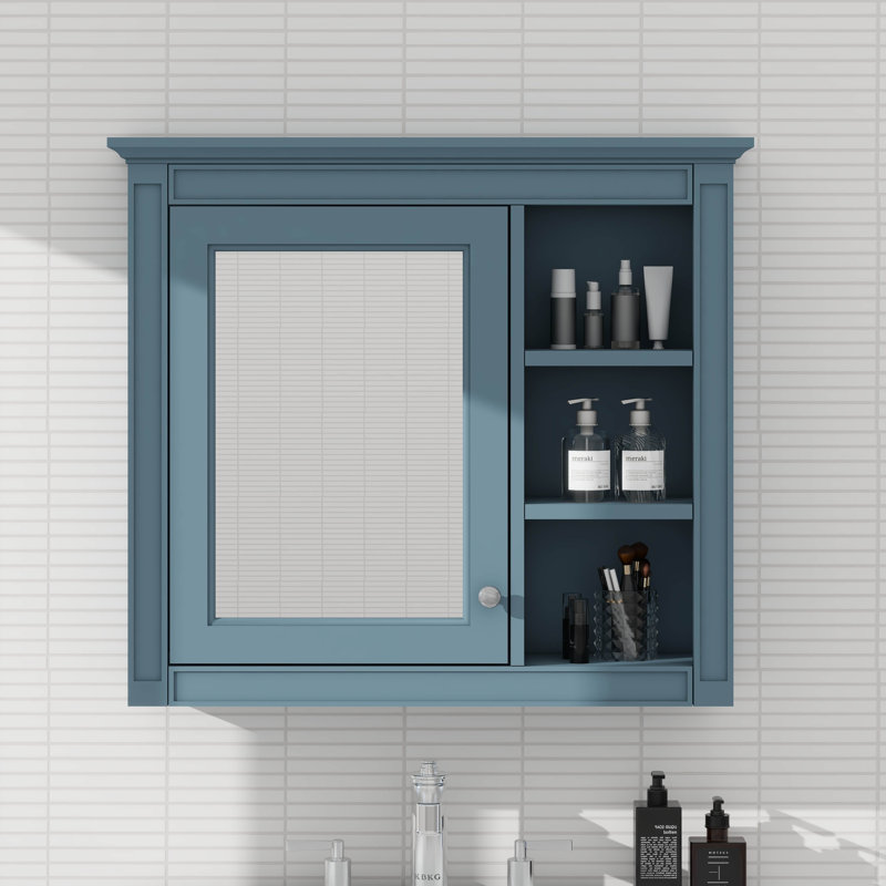 Armoire à pharmacie de salle de bain avec porte miroir et tablettes réglables, armoire de rangement au-dessus de la toilette