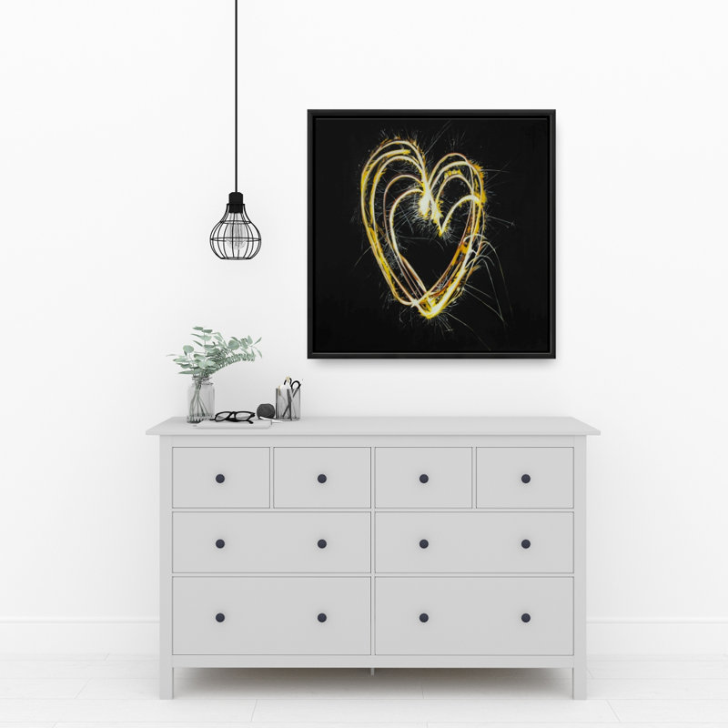 Fireworks Heart Print On Canvas