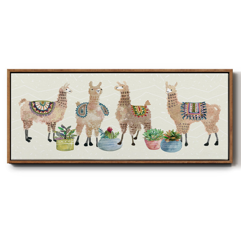 «Llama Party», toile encadrée, H 12 po x l 30 po