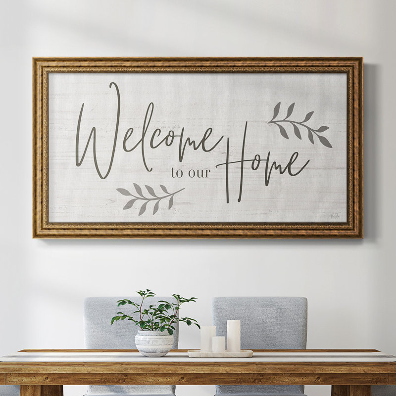 Welcome to Our Home - Cadre photo unique, art textuel sur toile, H 21 po x l 37 po x P 2,5 po